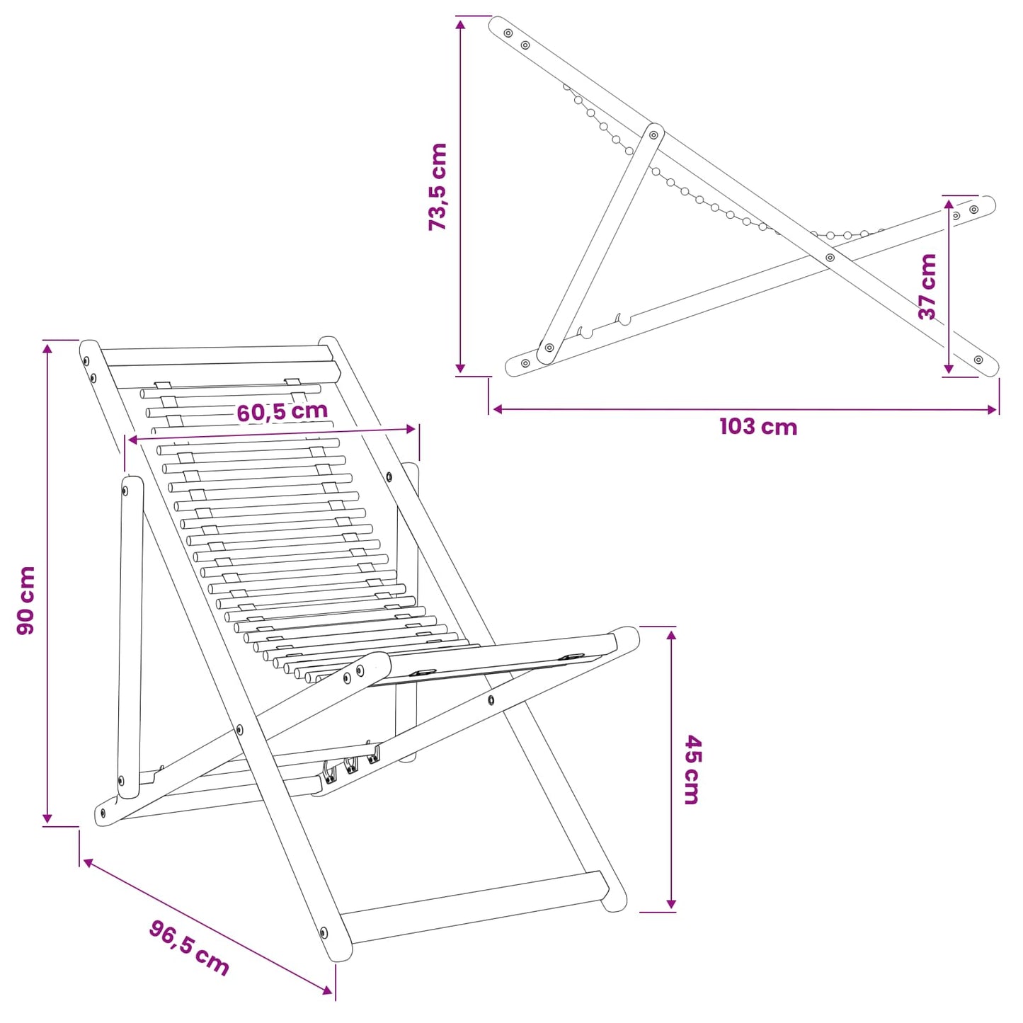 Deck Chair 3 Position Solid Eucalyptus Wood Natural