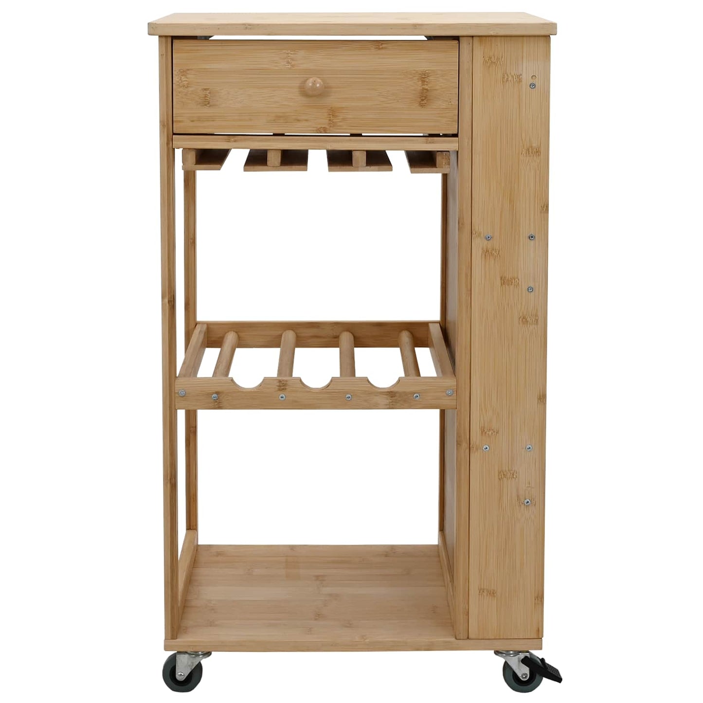 Kitchen Trolley with Wheels Natural 18.70 x 14.17 x 32.68 in