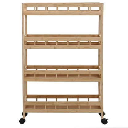 Kitchen Trolley with Wheels Natural 23.62 x 7.09 x 38.19 in