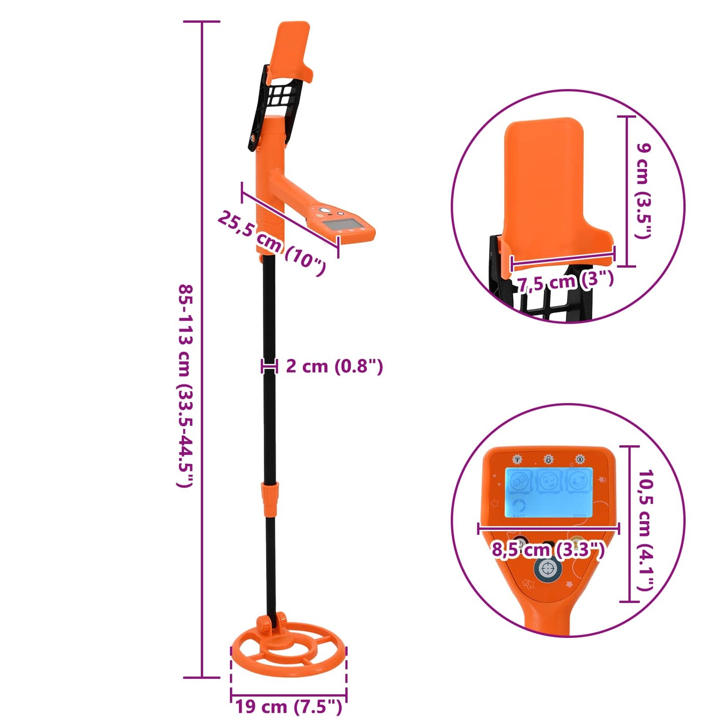 Metal Detector with LCD Display 2 Models 19 cm Coil Yellow