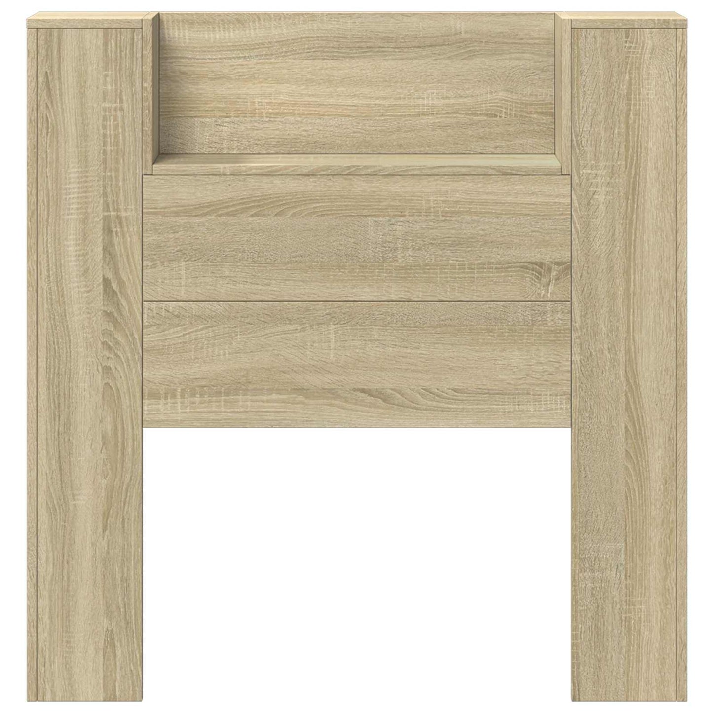 Storage Headboard with LED Sonoma Oak Engineered Wood