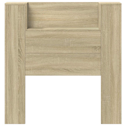 Storage Headboard with LED Sonoma Oak Engineered Wood