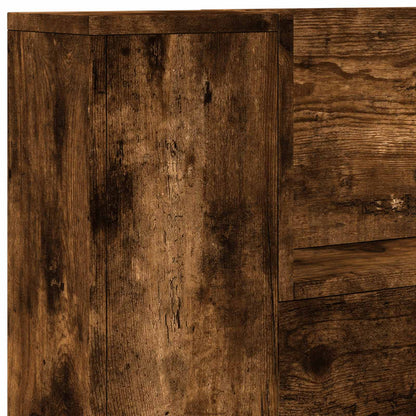 Storage Headboard with LED Smoked Oak Engineered Wood
