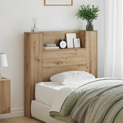 Storage Headboard with LED Artisan Oak Engineered Wood