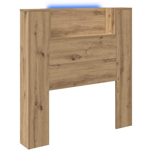 Storage Headboard with LED Artisan Oak Engineered Wood