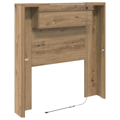 Storage Headboard with LED Artisan Oak Engineered Wood