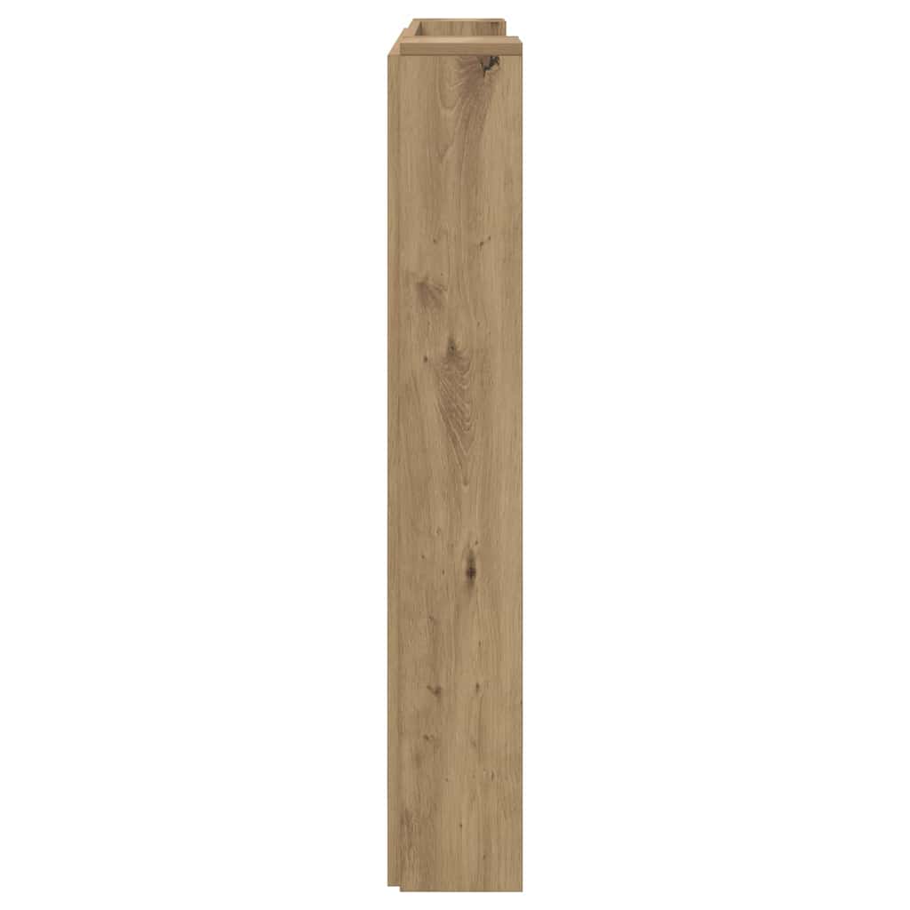 Storage Headboard with LED Artisan Oak Engineered Wood