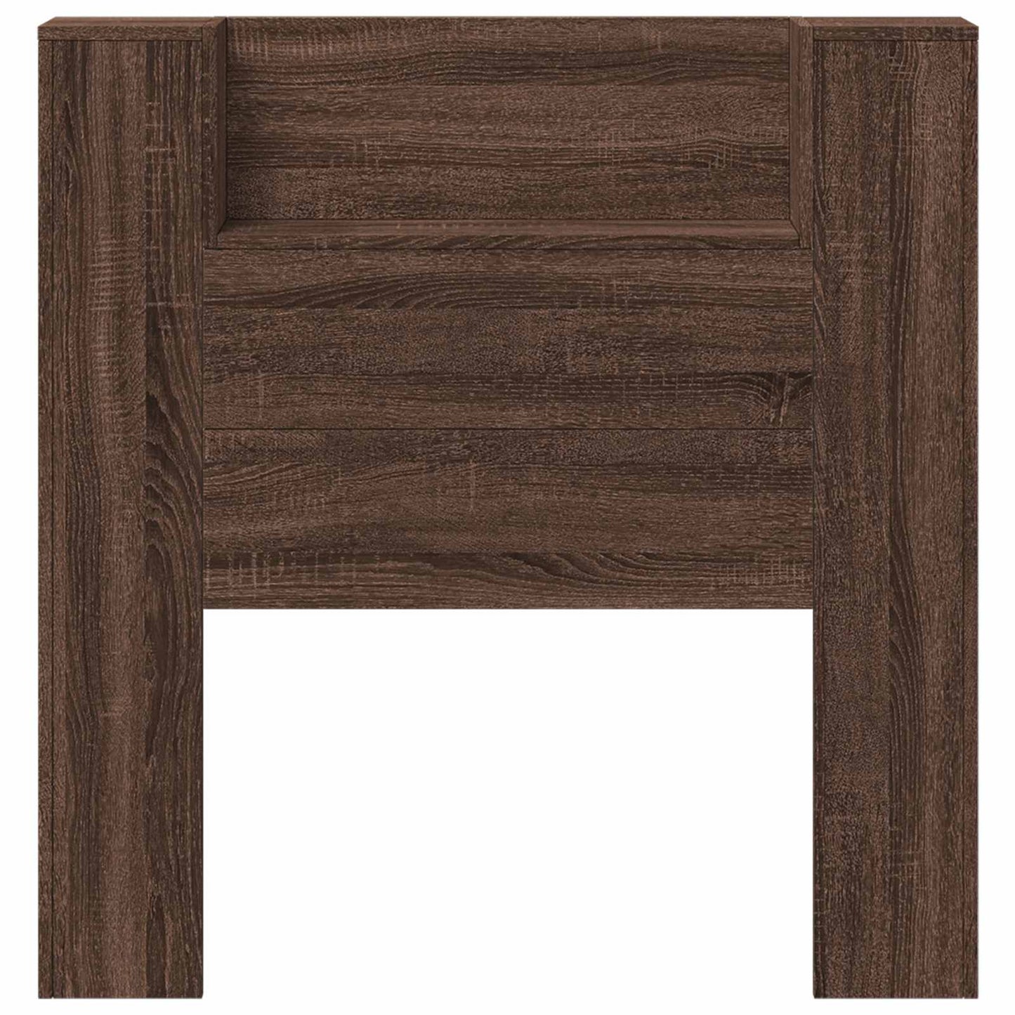 Storage Headboard with LED Brown Oak Engineered Wood