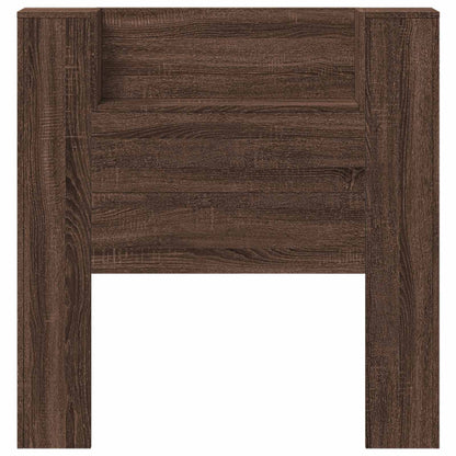 Storage Headboard with LED Brown Oak Engineered Wood