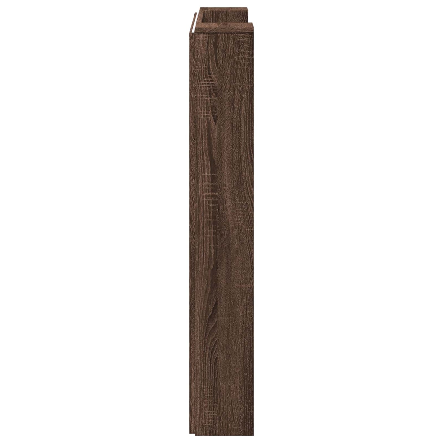 Storage Headboard with LED Brown Oak Engineered Wood
