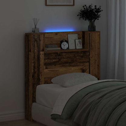 Storage Headboard with LED Old Wood Engineered Wood