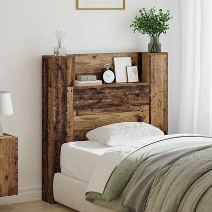 Storage Headboard with LED Old Wood Engineered Wood