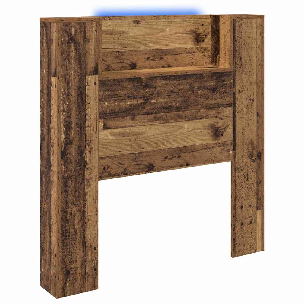 Storage Headboard with LED Old Wood Engineered Wood