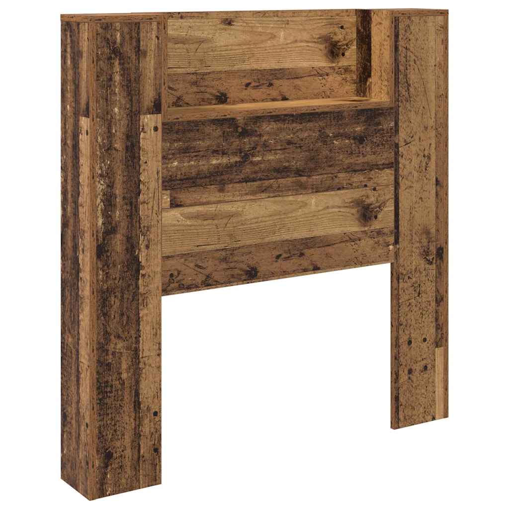 Storage Headboard with LED Old Wood Engineered Wood