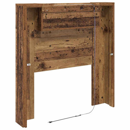Storage Headboard with LED Old Wood Engineered Wood