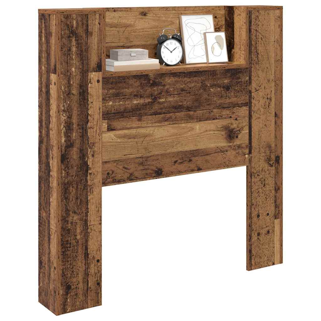 Storage Headboard with LED Old Wood Engineered Wood