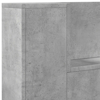 Storage Headboard with LED Concrete Grey Engineered Wood
