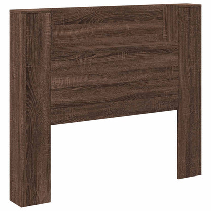 Storage Headboard with LED Brown Oak Engineered Wood