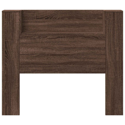 Storage Headboard with LED Brown Oak Engineered Wood