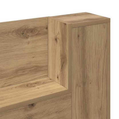 Storage Headboard with LED Artisan Oak Engineered Wood