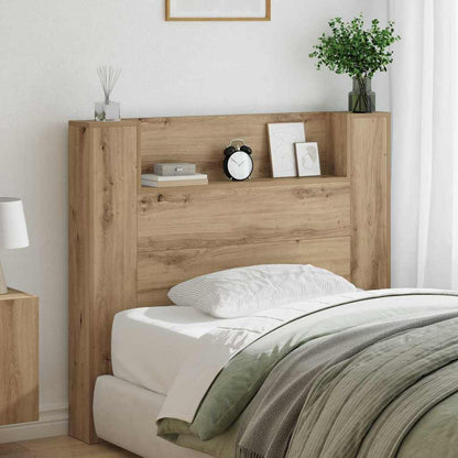 Storage Headboard with LED Artisan Oak Engineered Wood