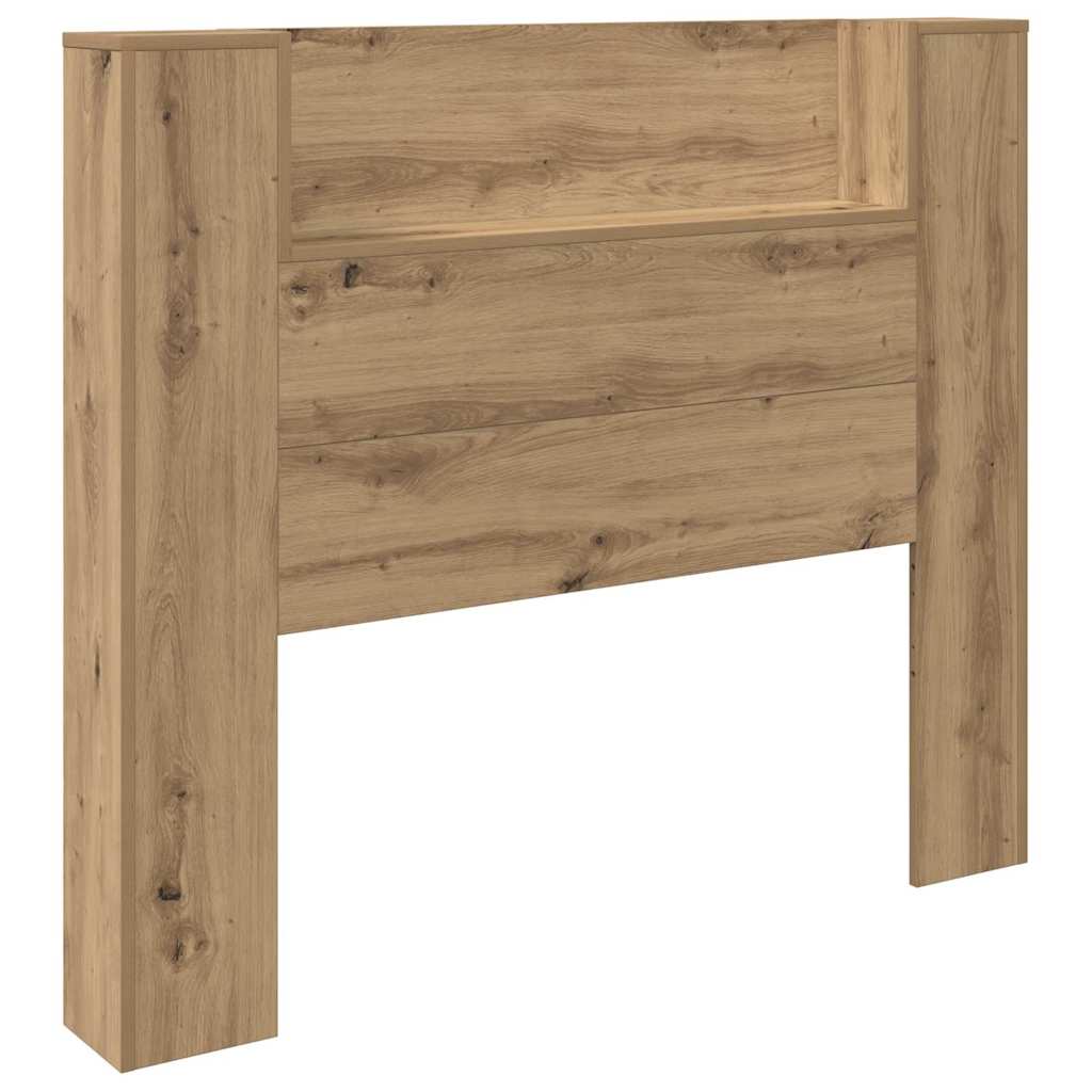 Storage Headboard with LED Artisan Oak Engineered Wood