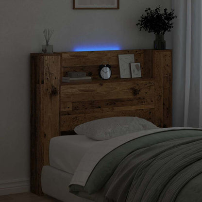 Storage Headboard with LED Old Wood Engineered Wood