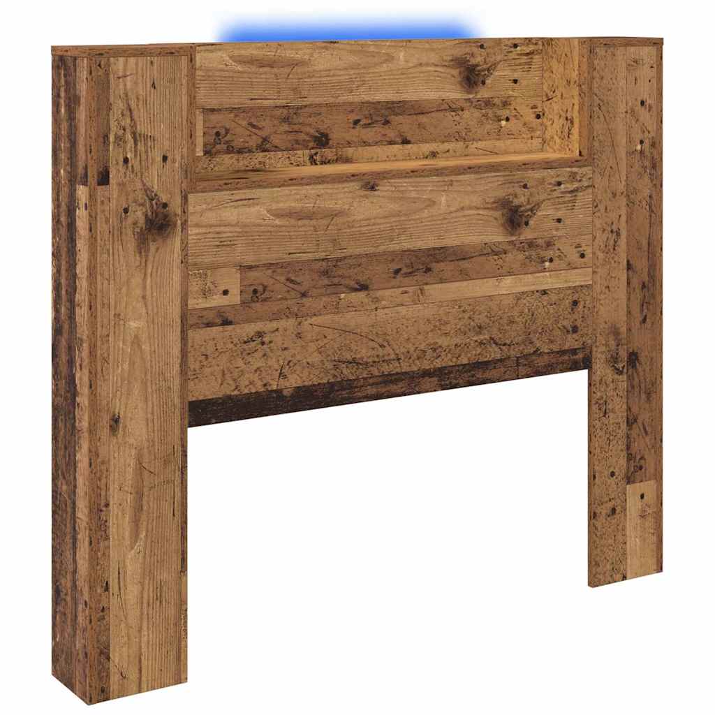 Storage Headboard with LED Old Wood Engineered Wood
