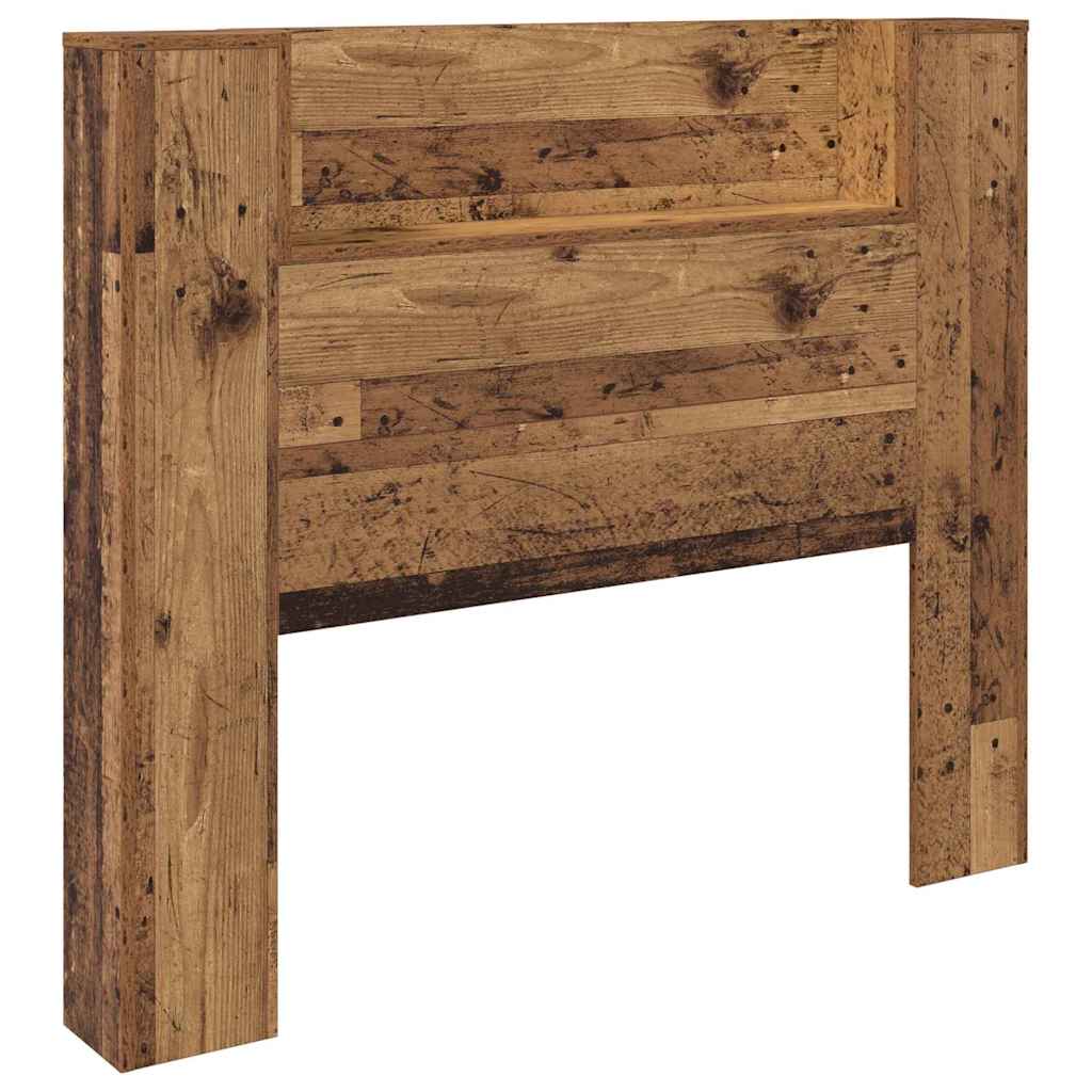 Storage Headboard with LED Old Wood Engineered Wood