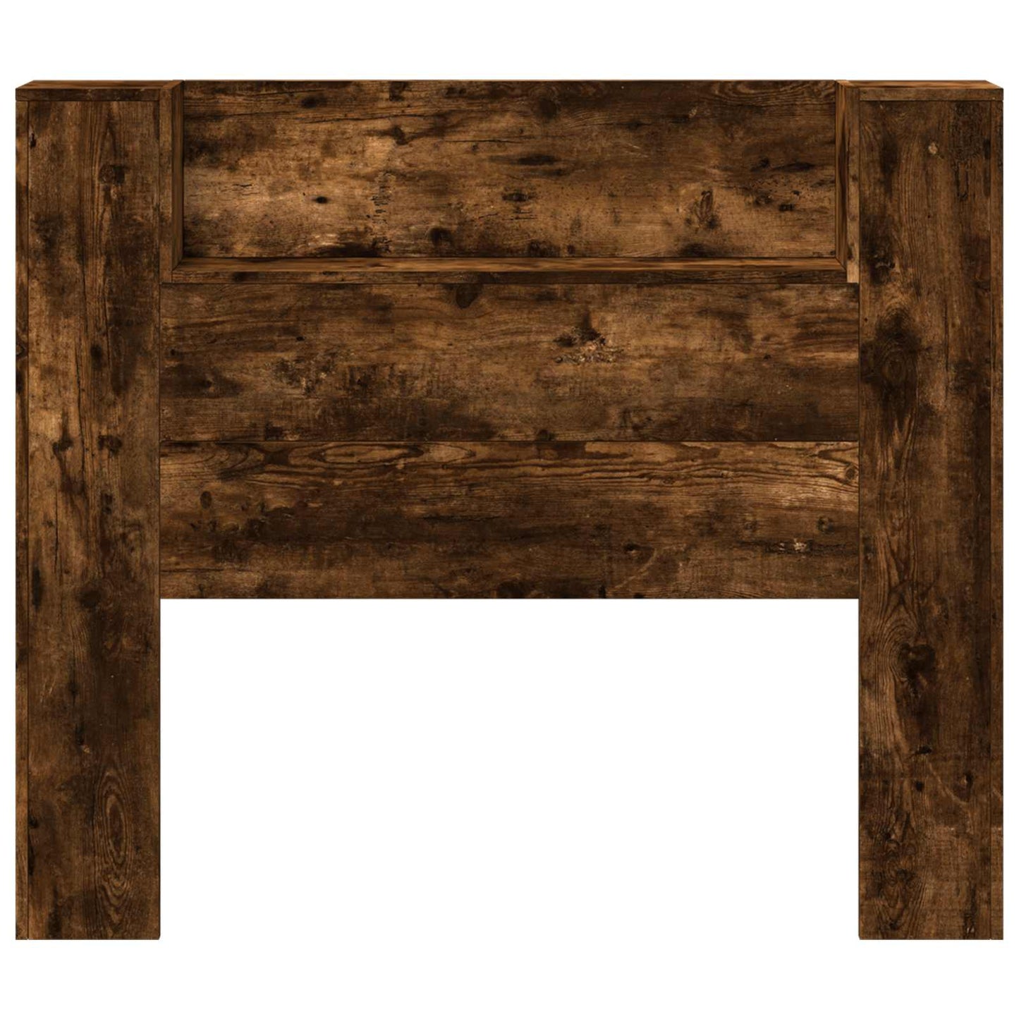 Storage Headboard with LED Smoked Oak Engineered Wood