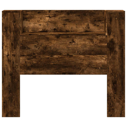 Storage Headboard with LED Smoked Oak Engineered Wood