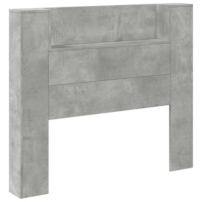 Storage Headboard with LED Concrete Grey Engineered Wood