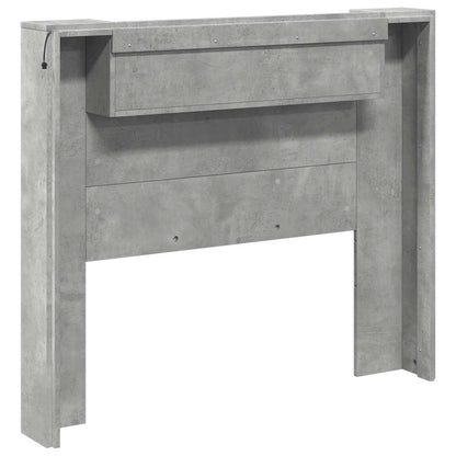 Storage Headboard with LED Concrete Grey Engineered Wood
