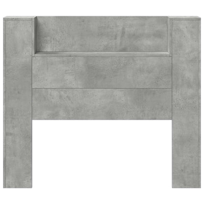 Storage Headboard with LED Concrete Grey Engineered Wood