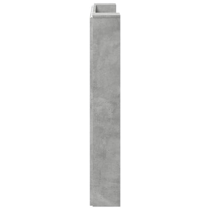 Storage Headboard with LED Concrete Grey Engineered Wood