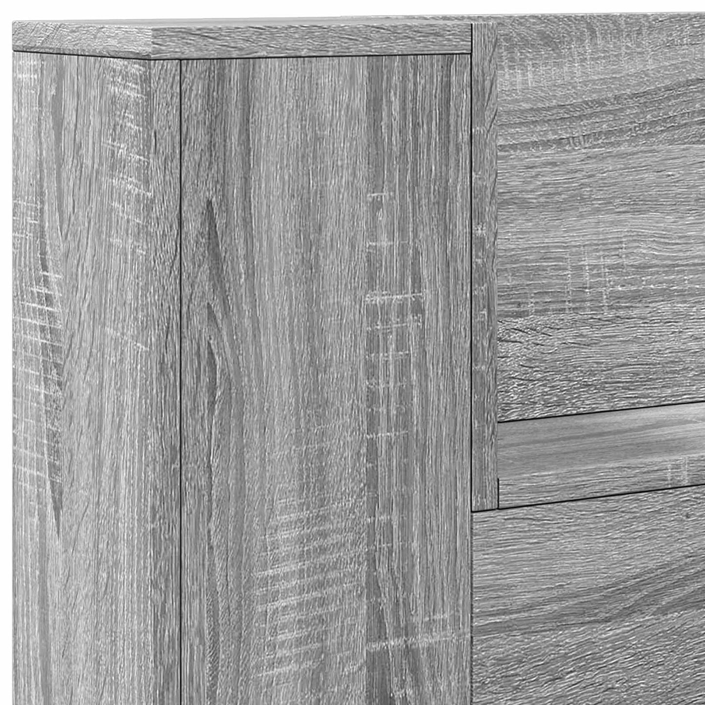 Storage Headboard with LED Grey Sonoma Engineered Wood