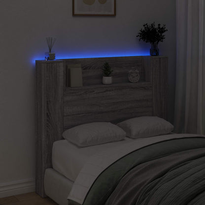 Storage Headboard with LED Grey Sonoma Engineered Wood