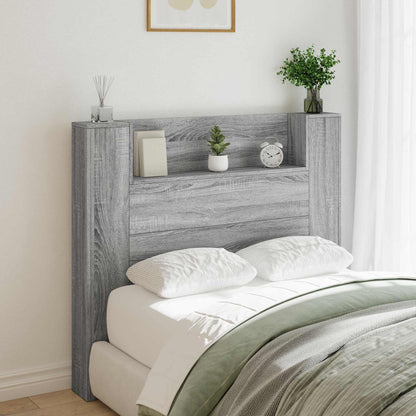 Storage Headboard with LED Grey Sonoma Engineered Wood