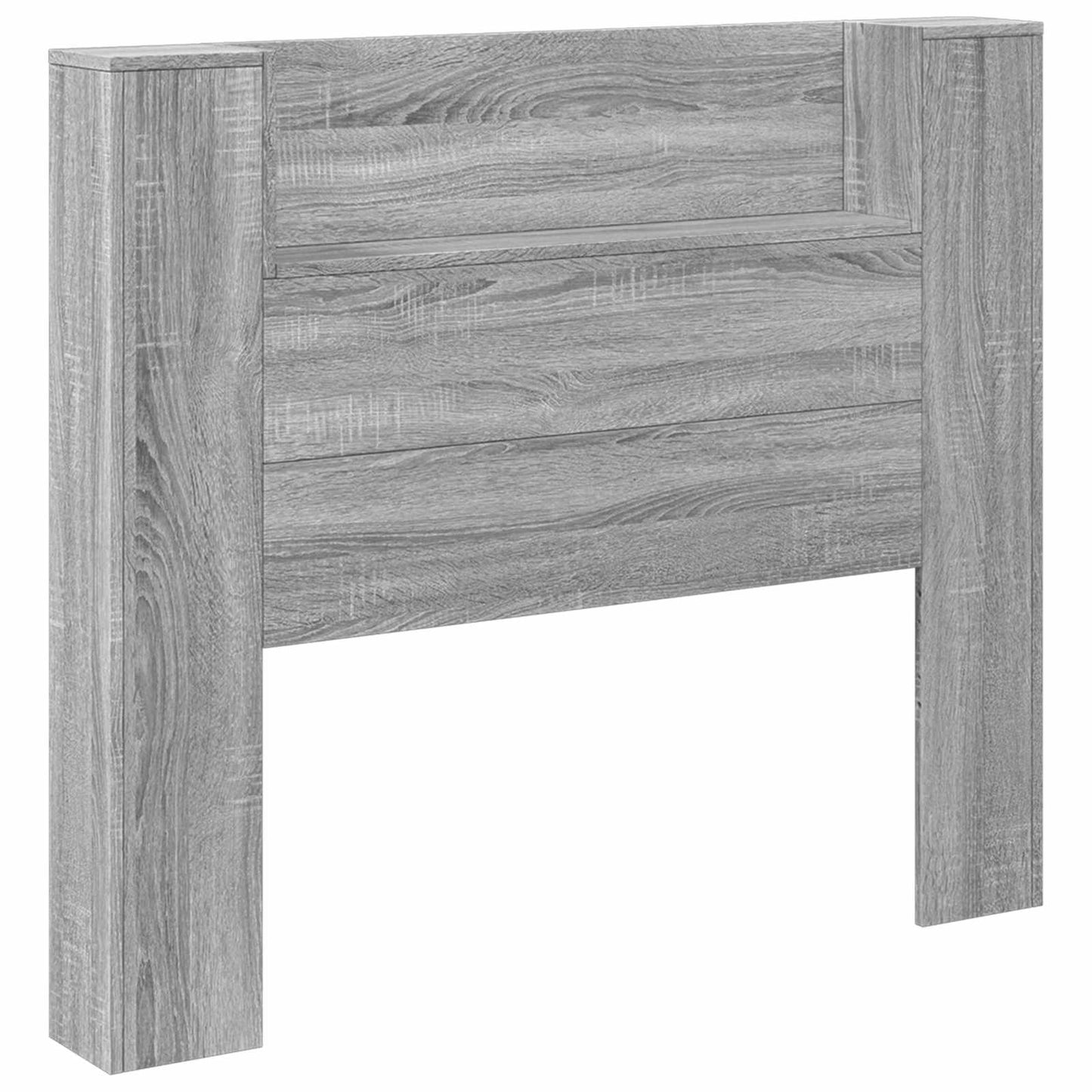 Storage Headboard with LED Grey Sonoma Engineered Wood