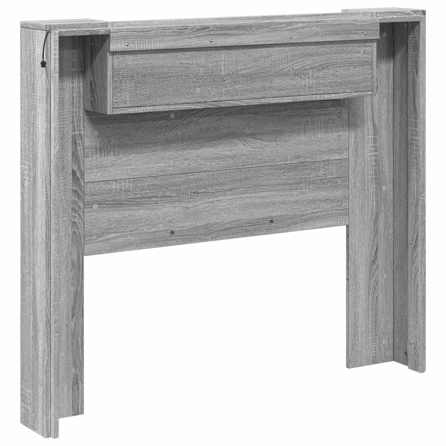 Storage Headboard with LED Grey Sonoma Engineered Wood