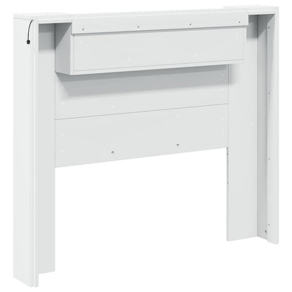 Storage Headboard with LED White Engineered Wood
