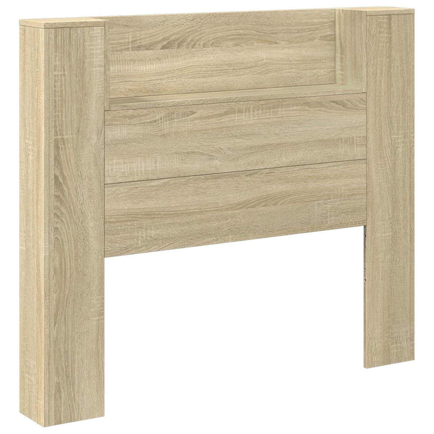 Storage Headboard with LED Sonoma Oak Engineered Wood