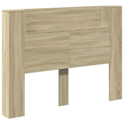 Storage Headboard with LED Sonoma Oak Engineered Wood