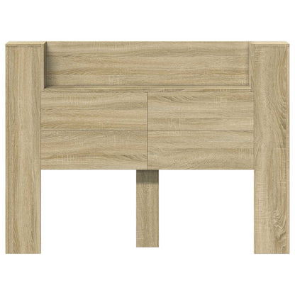 Storage Headboard with LED Sonoma Oak Engineered Wood