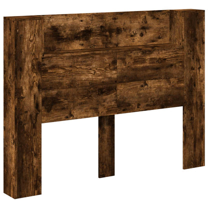 Storage Headboard with LED Smoked Oak Engineered Wood