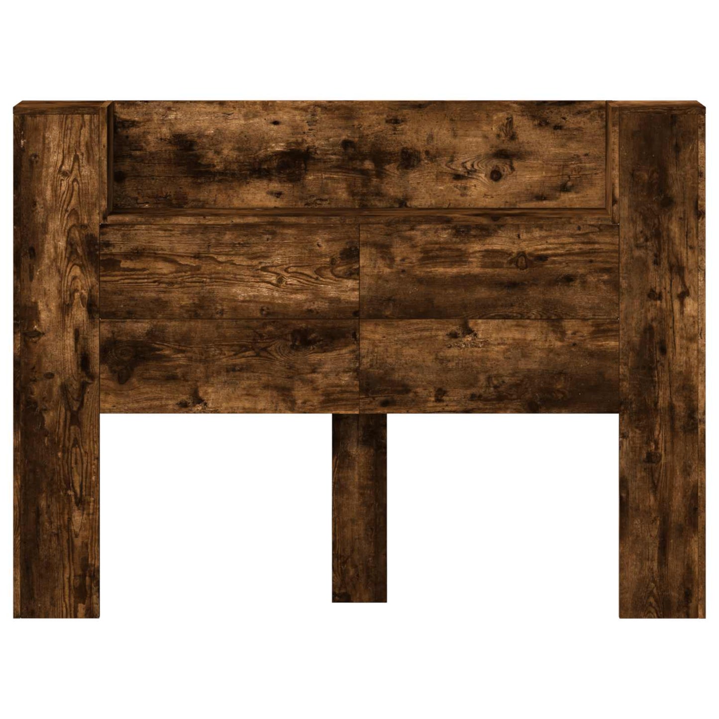 Storage Headboard with LED Smoked Oak Engineered Wood