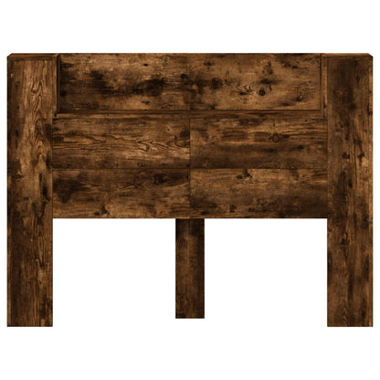 Storage Headboard with LED Smoked Oak Engineered Wood