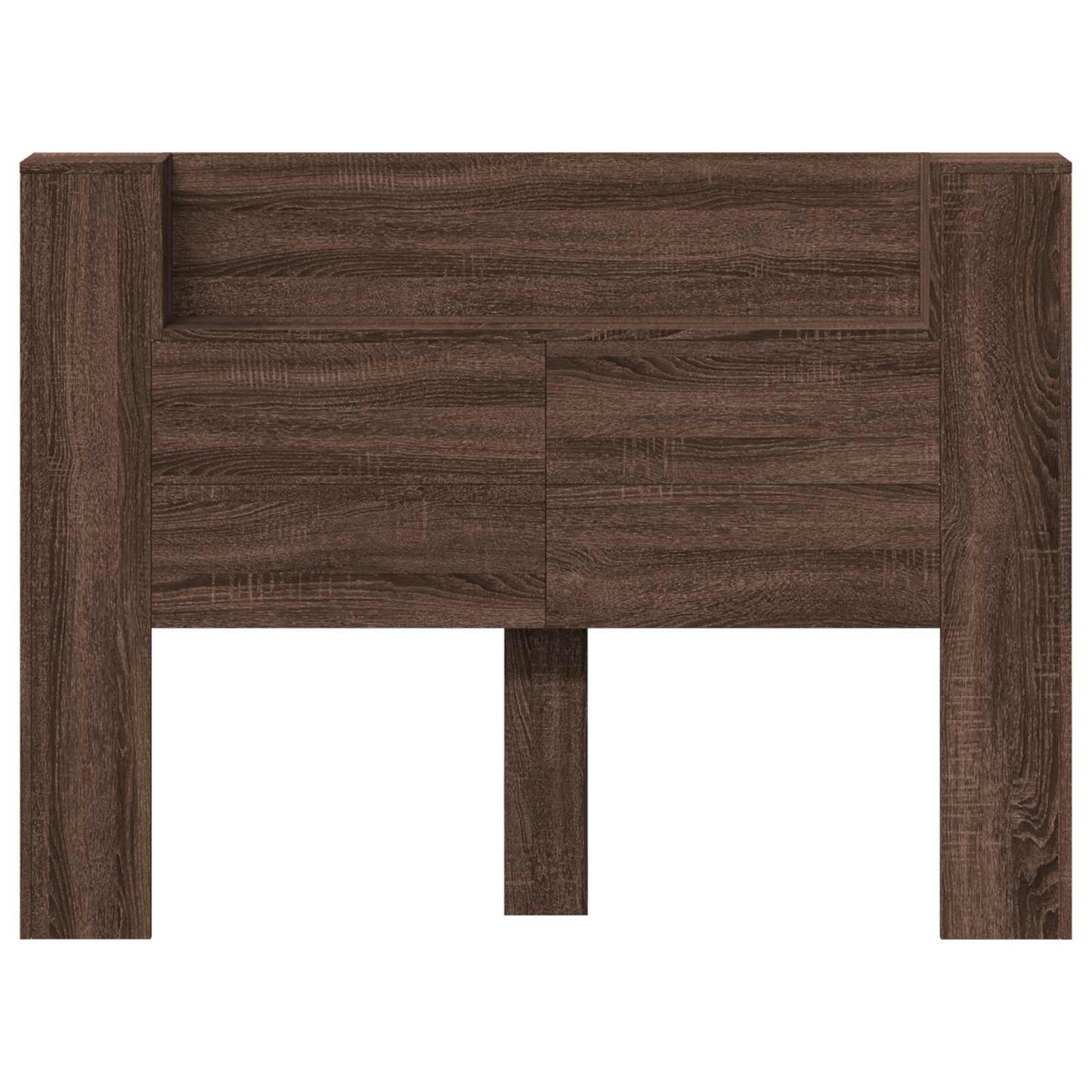 Storage Headboard with LED Brown Oak Engineered Wood