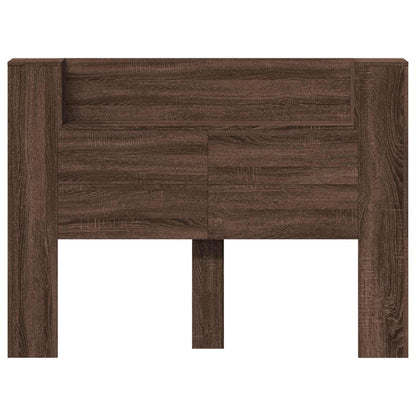Storage Headboard with LED Brown Oak Engineered Wood