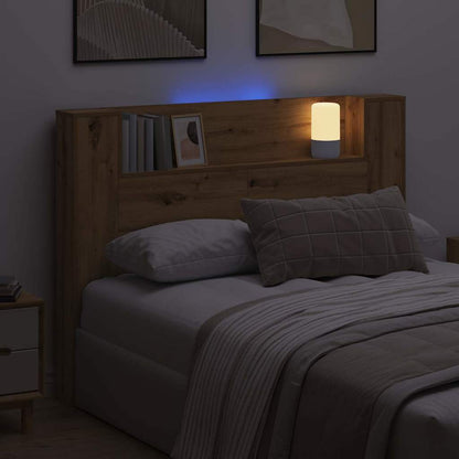 Storage Headboard with LED Artisan Oak Engineered Wood
